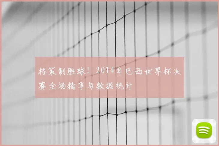 格策制胜球！2014年巴西世界杯决赛全场精华与数据统计